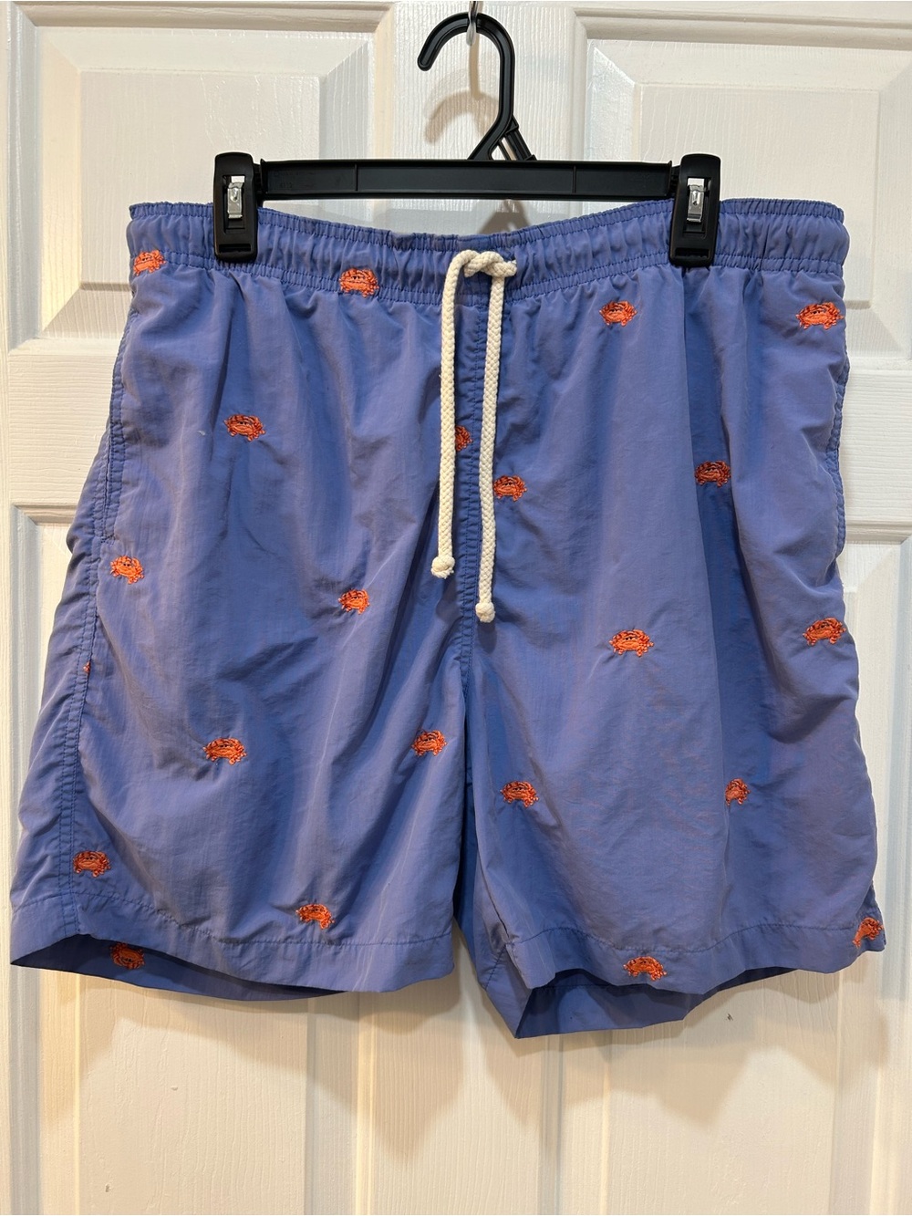 J. McLaughlin Ocean Crab Embroidered Swim Shorts Men's Sz M Trunks Pockets Beach